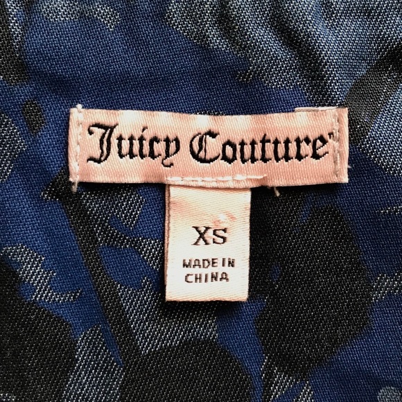 Juicy Couture Blue Floral Jacket Size XS Graphic Zipper Windbreaker Cute Boho - Picture 9 of 9